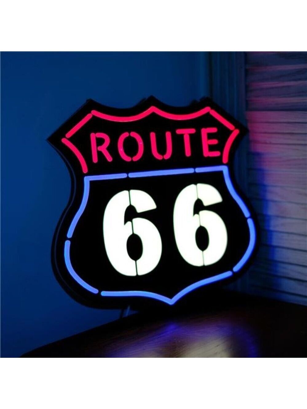Route 66 LED Neon Sign Art Wall Light Garage Shop Car Mechanix Gear Head Bar NEW